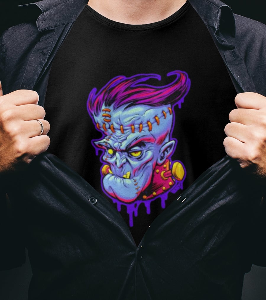 Funkenstein Frankenstein’s Monster Hammer Films Vampire Style Portrait T-Shirt