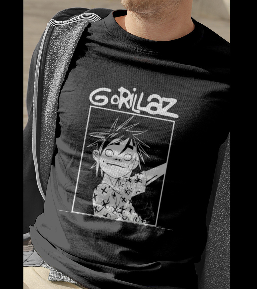 Gorillaz Black White Character Graphic T-Shirt