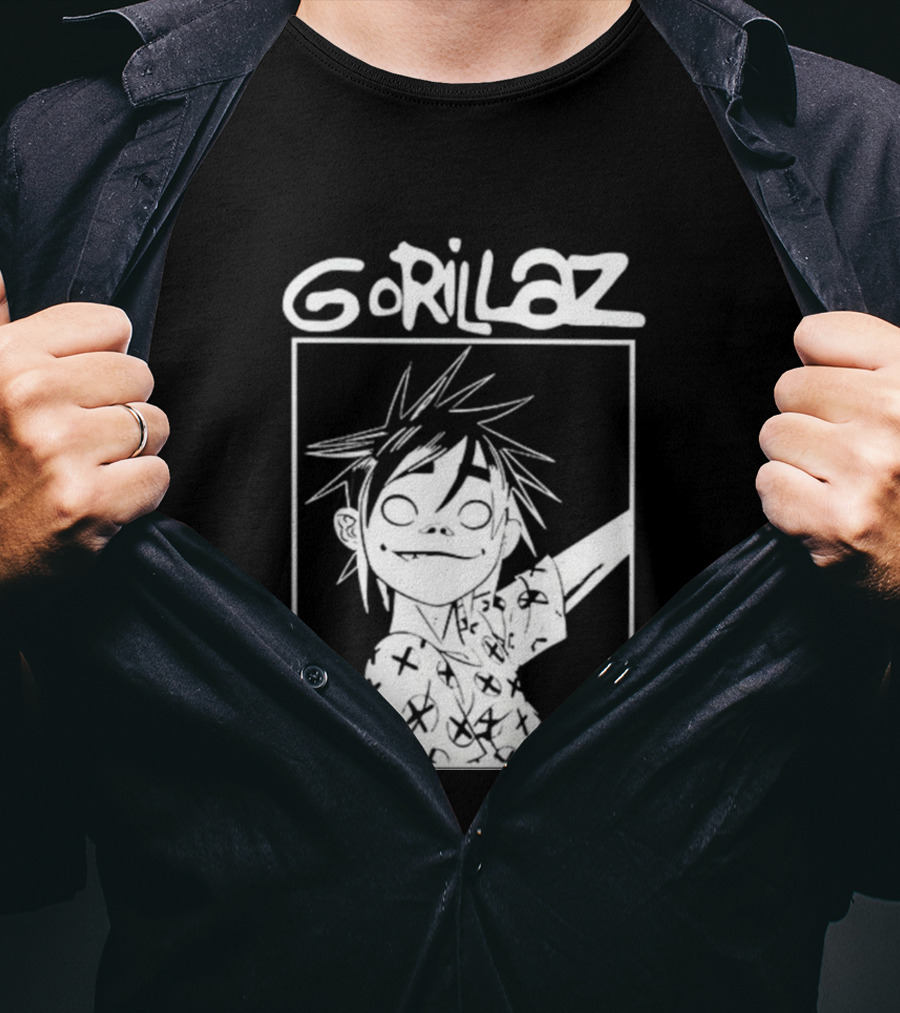 Gorillaz Black White Character Graphic T-Shirt