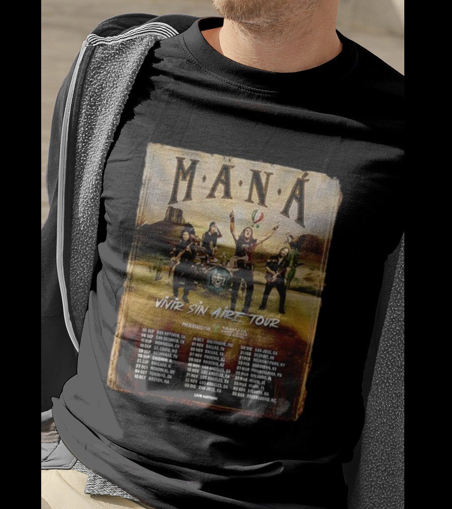 MANÁ Vivir Sin Aire Tour 2025 U.S. Schedule San Antonio San Jose T-Shirt