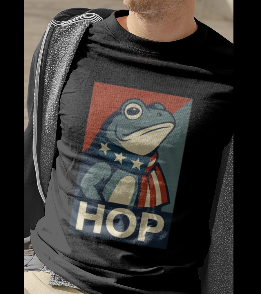 Portland HOP Frog Anti Fascist Political Parody Retro American Flag Style T-Shirt