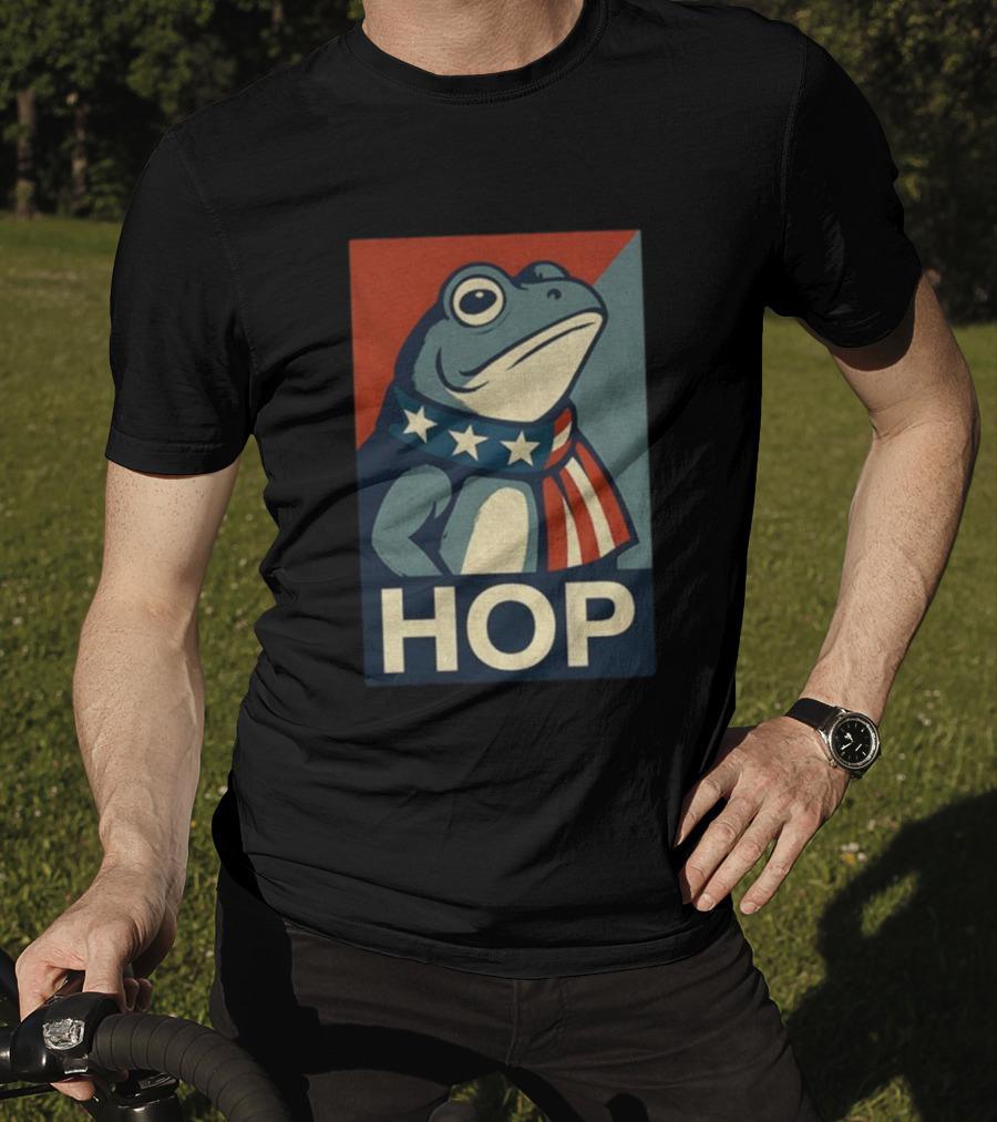 Portland HOP Frog Anti Fascist Political Parody Retro American Flag Style T-Shirt