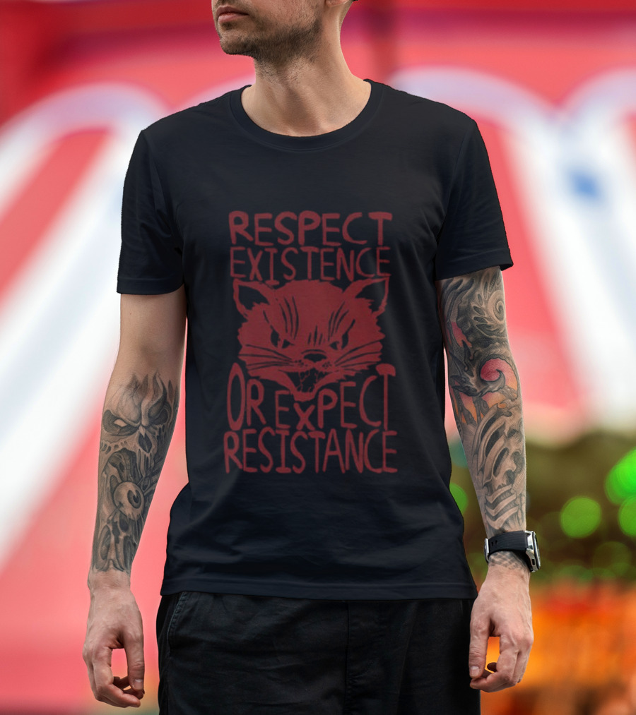 Sabo Tabby Respect Existence Or Expect Resistance Punk Leftist Socialist Cat T-Shirt