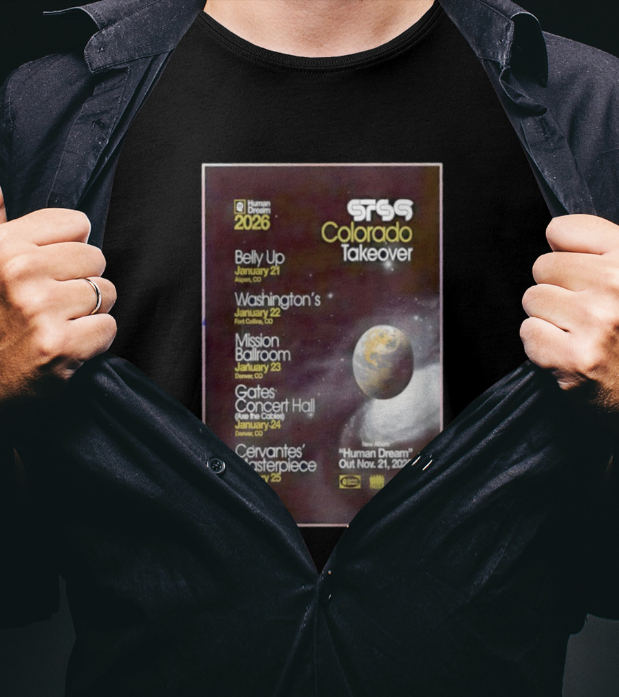 STS9 Colorado Takeover 2026 Human Dream Tour Dates Aspen Fort Collins Denver T-Shirt