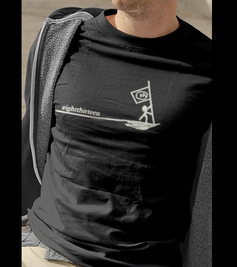 EightThirteen Stick Figure Carrying Flag Icon T-Shirt
