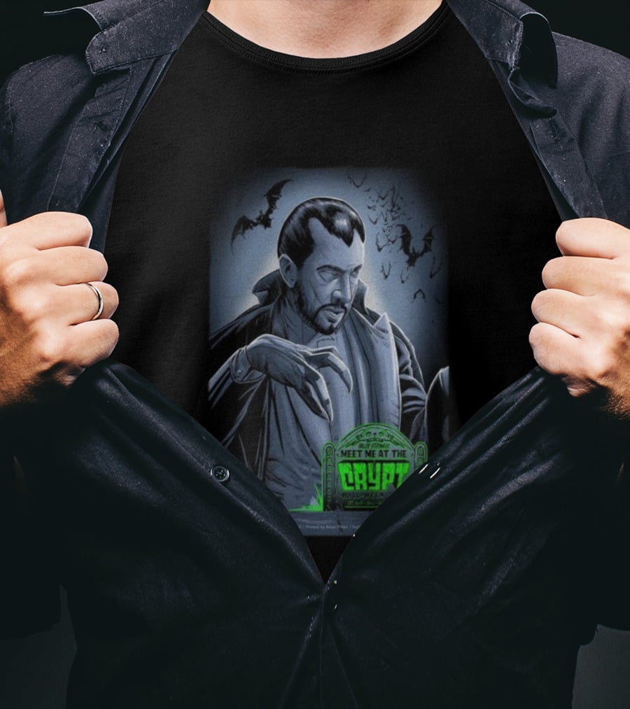 Billy Strings Meet Me At The Crypt Halloween 2025 Baltimore MD Dracula Vampire Bats Retro Horror T-Shirt