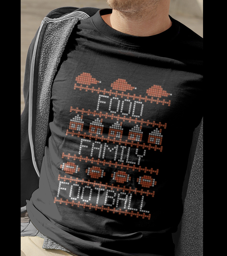 Food Family Football Thanksgiving Ugly Sweater Style T-Shirt