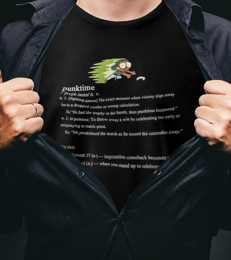 Punktime Fighting Game Definition Funny Gamer Passion Speedrun Button Masher T-Shirt