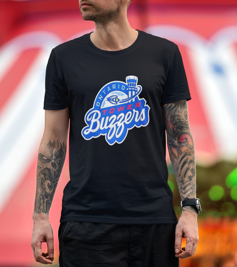 Ontario Tower Buzzers Blue Red Yellow Aviation Theme T-Shirt