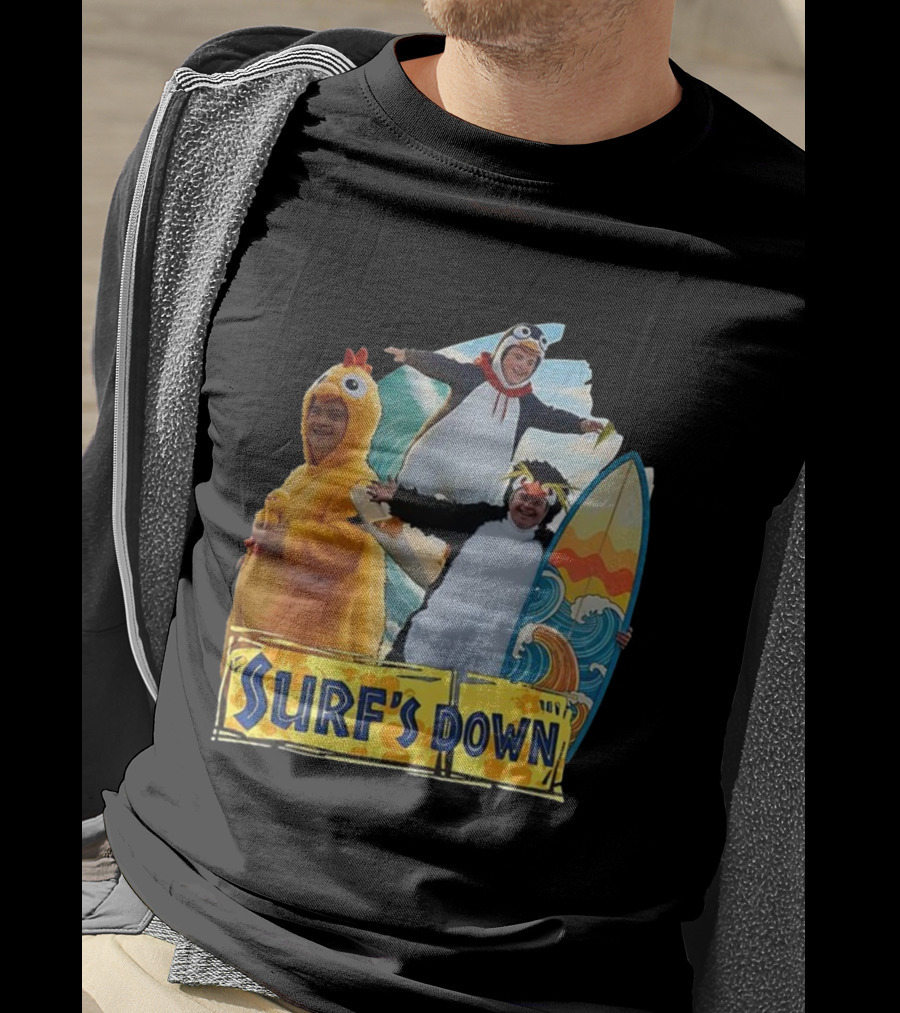 Penguins Surf's Down Wave Costume Fun T-Shirt