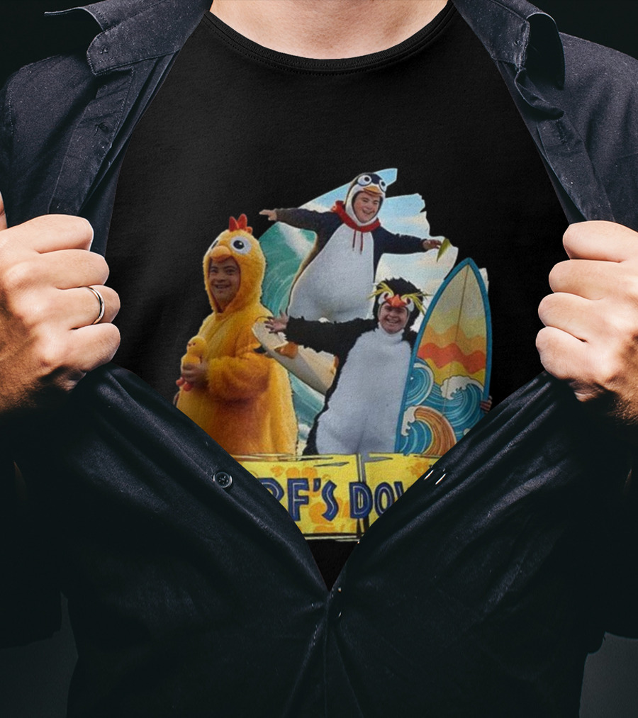 Penguins Surf's Down Wave Costume Fun T-Shirt