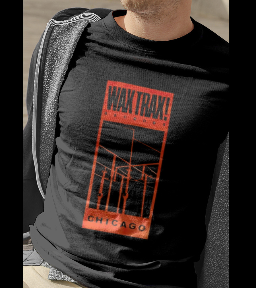 Wax Trax Chicago Skyline Power Lines T-Shirt