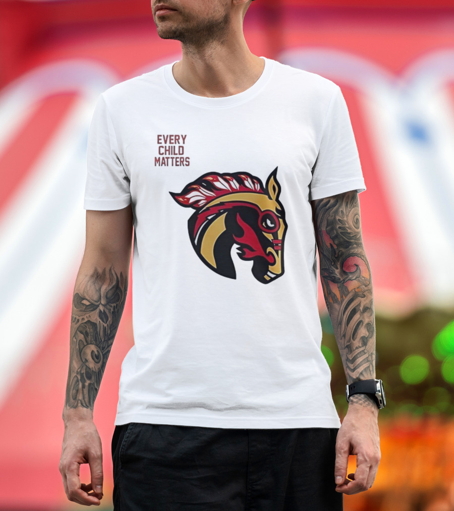 Calgary Wranglers Indigenous Heritage Every Child Matters Chinki Goodstoney T-Shirt