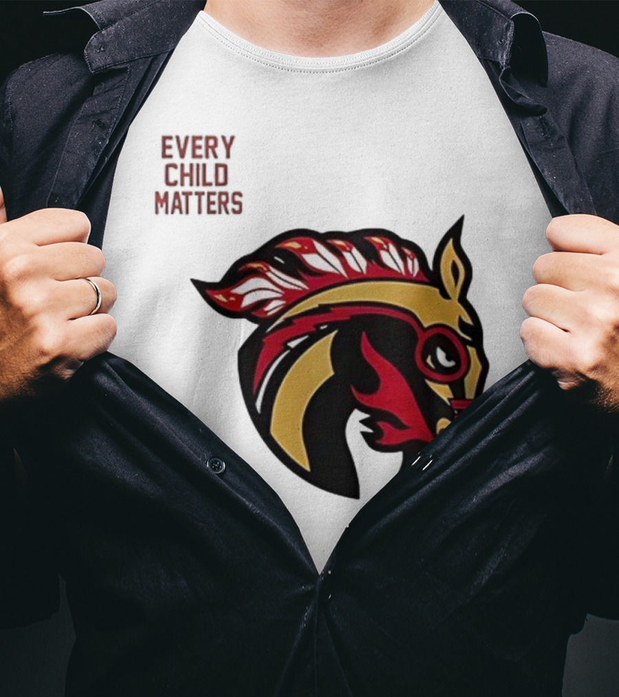 Calgary Wranglers Indigenous Heritage Every Child Matters Chinki Goodstoney T-Shirt