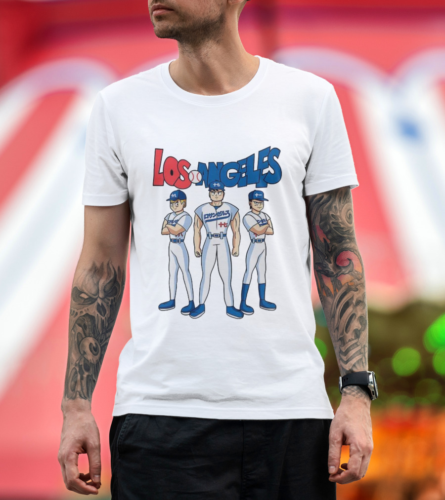 Los Angeles Baseball Z Anime Crossover Characters T-Shirt