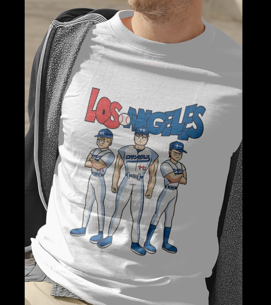 Los Angeles Baseball Z Anime Crossover Characters T-Shirt