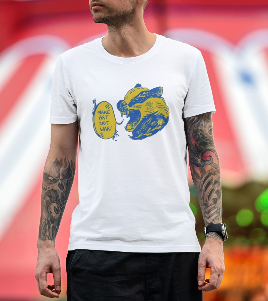 Make Art Not War Angry Wolverine Print T-Shirt