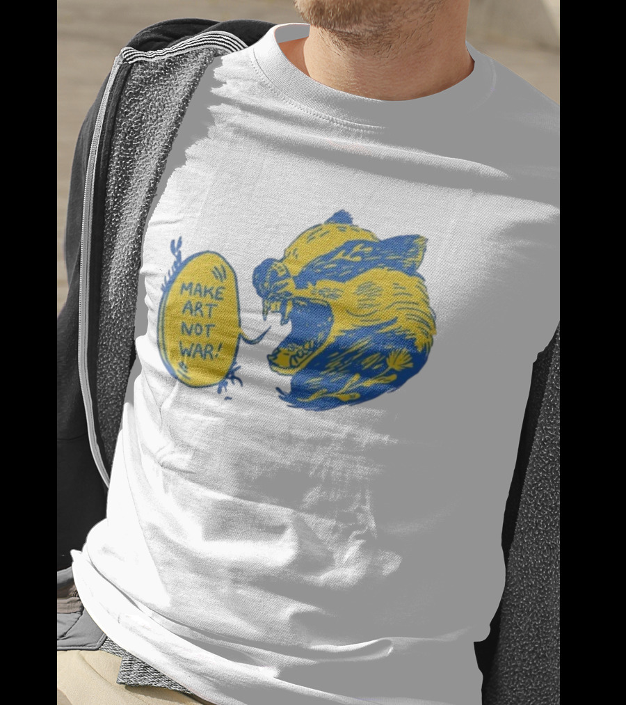 Make Art Not War Angry Wolverine Print T-Shirt