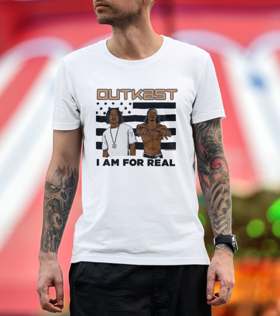 Outkast I Am For Real Flag Comic Style Duo Graphic T-Shirt