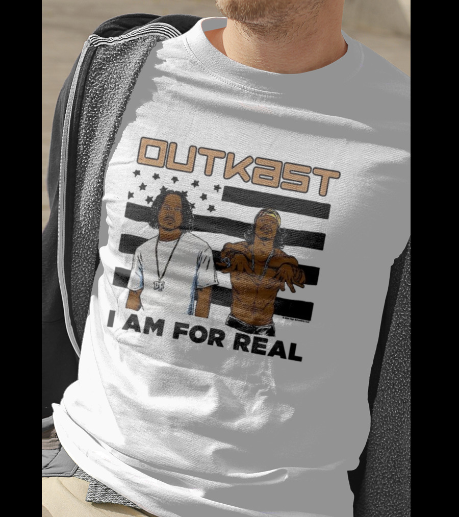Outkast I Am For Real Flag Comic Style Duo Graphic T-Shirt