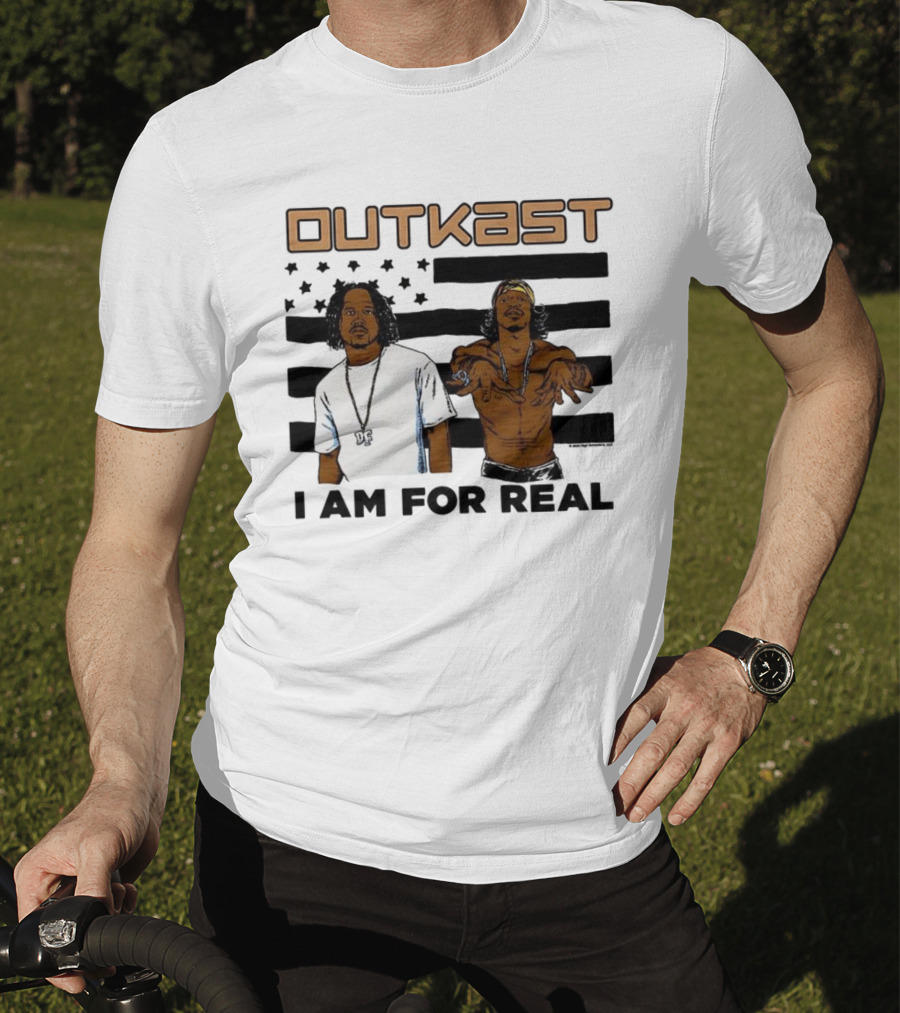 Outkast I Am For Real Flag Comic Style Duo Graphic T-Shirt