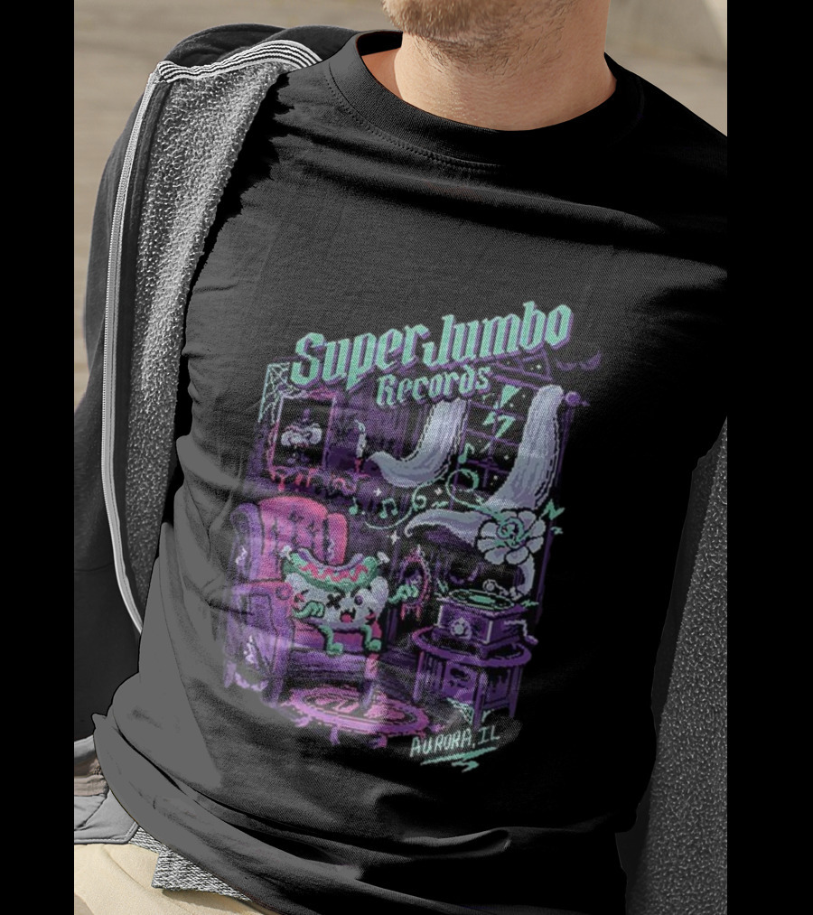 Zombie Frank Super Jumbo Records Aurora IL Pixel Art Style T-Shirt