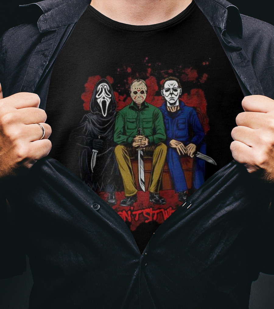 Ghostface Jason Michael You Can’t Sit With Us Halloween Horror Villains T-Shirt