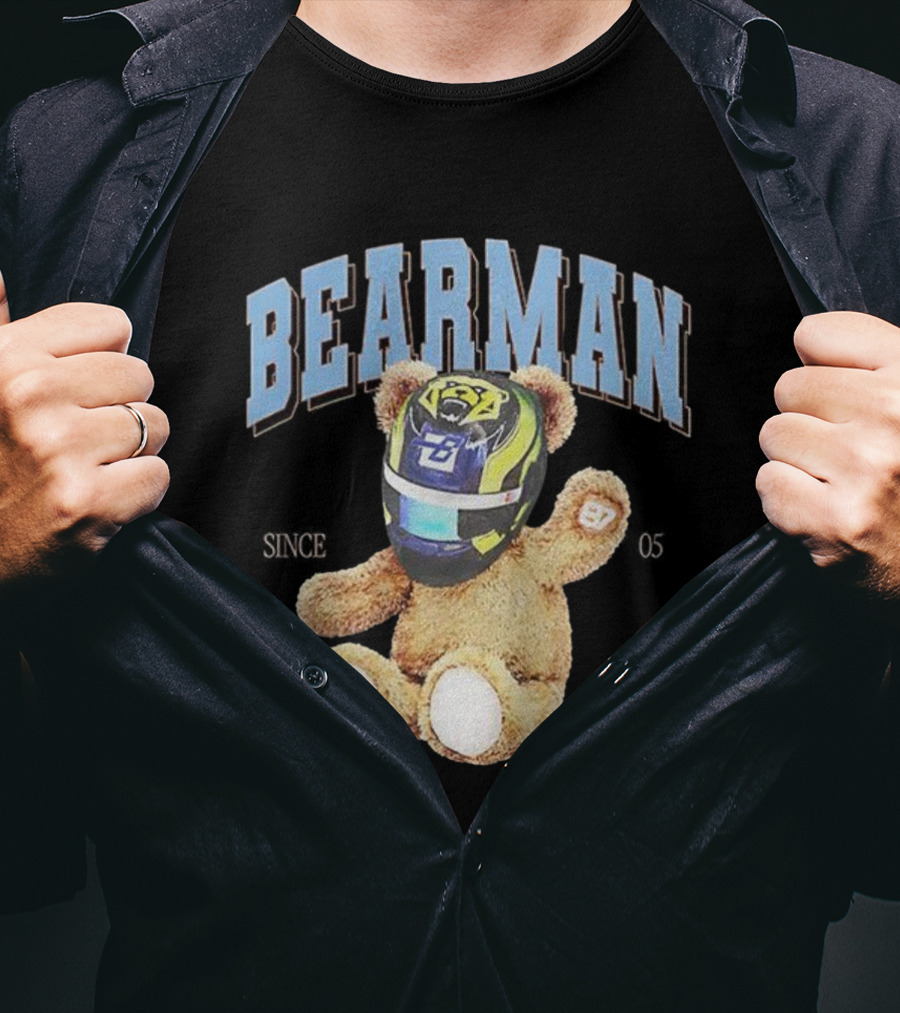Bearman Teddy With F1 Racing Helmet T-Shirt