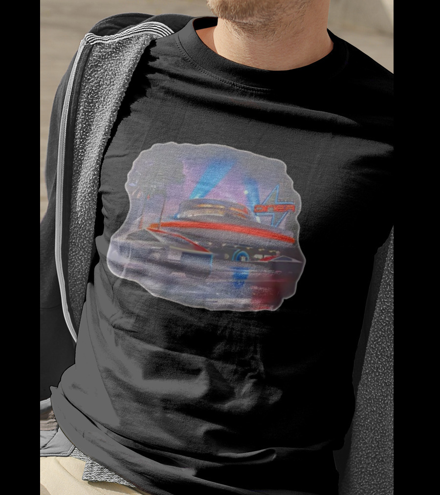 Tesla Cybertruck Hollywood Retro Diner Neon Night Scene T-Shirt