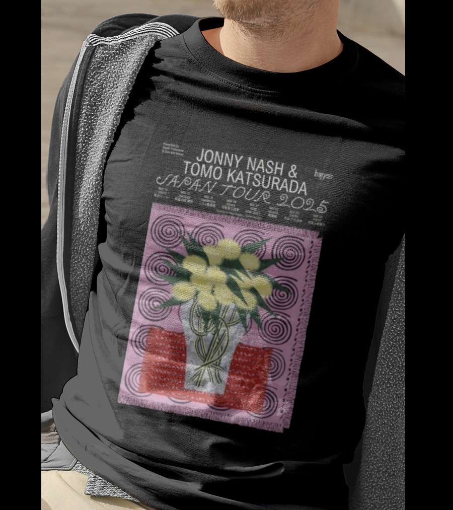 Tomo Katsurada X Jonny Nash Japan Tour 2025 Flowers Vase Art T-Shirt