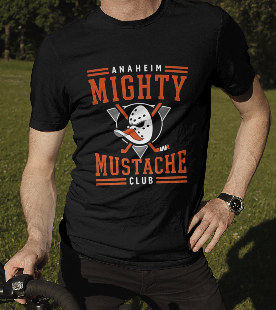 Anaheim Mighty Mustache Club Ducks Hockey Mask T-Shirt