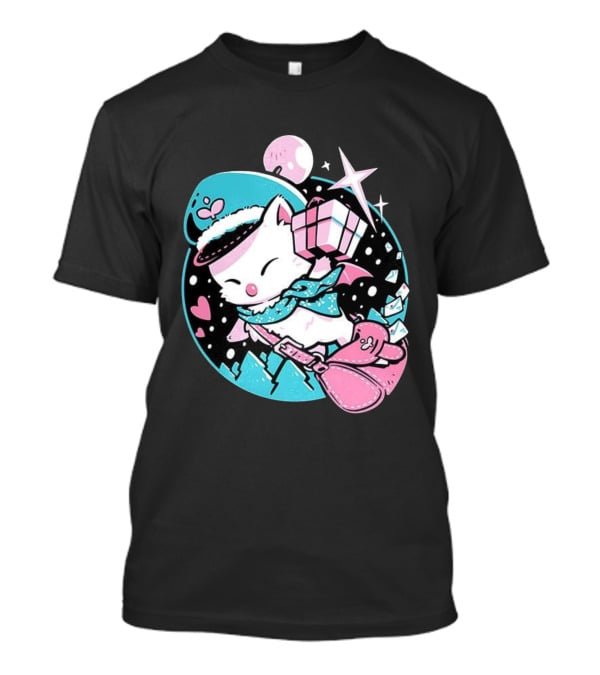 Delivery Moogle A Package For You Kawaii Pink And Teal Starry Sky T-Shirt