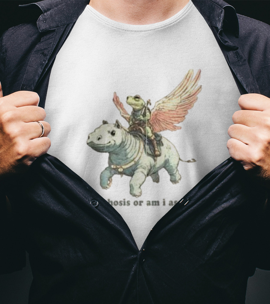 Frog Riding Flying Hippo Psychosis Or Ascension T-Shirt