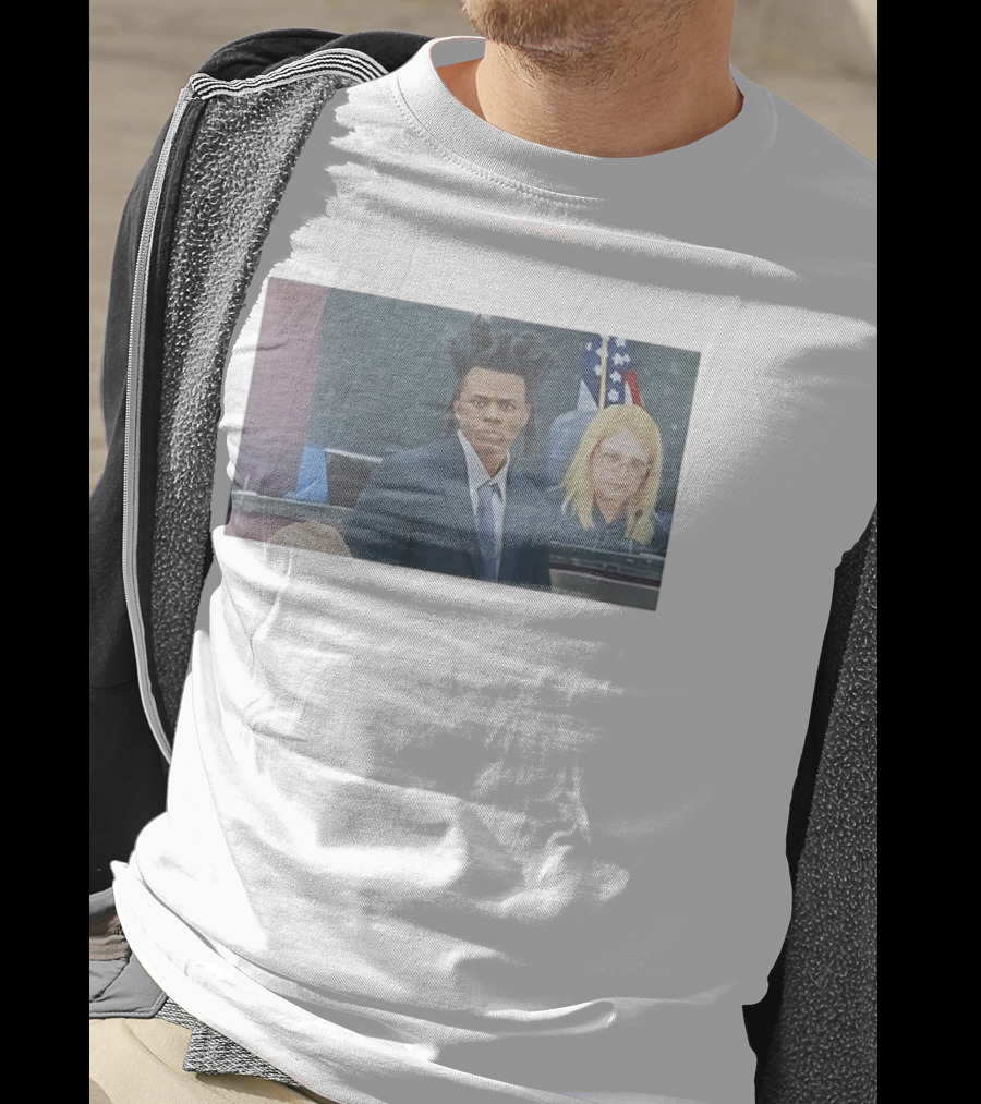 Ronnie Oneal Courtroom Scene With Unique Hairstyle And American Flags T-Shirt