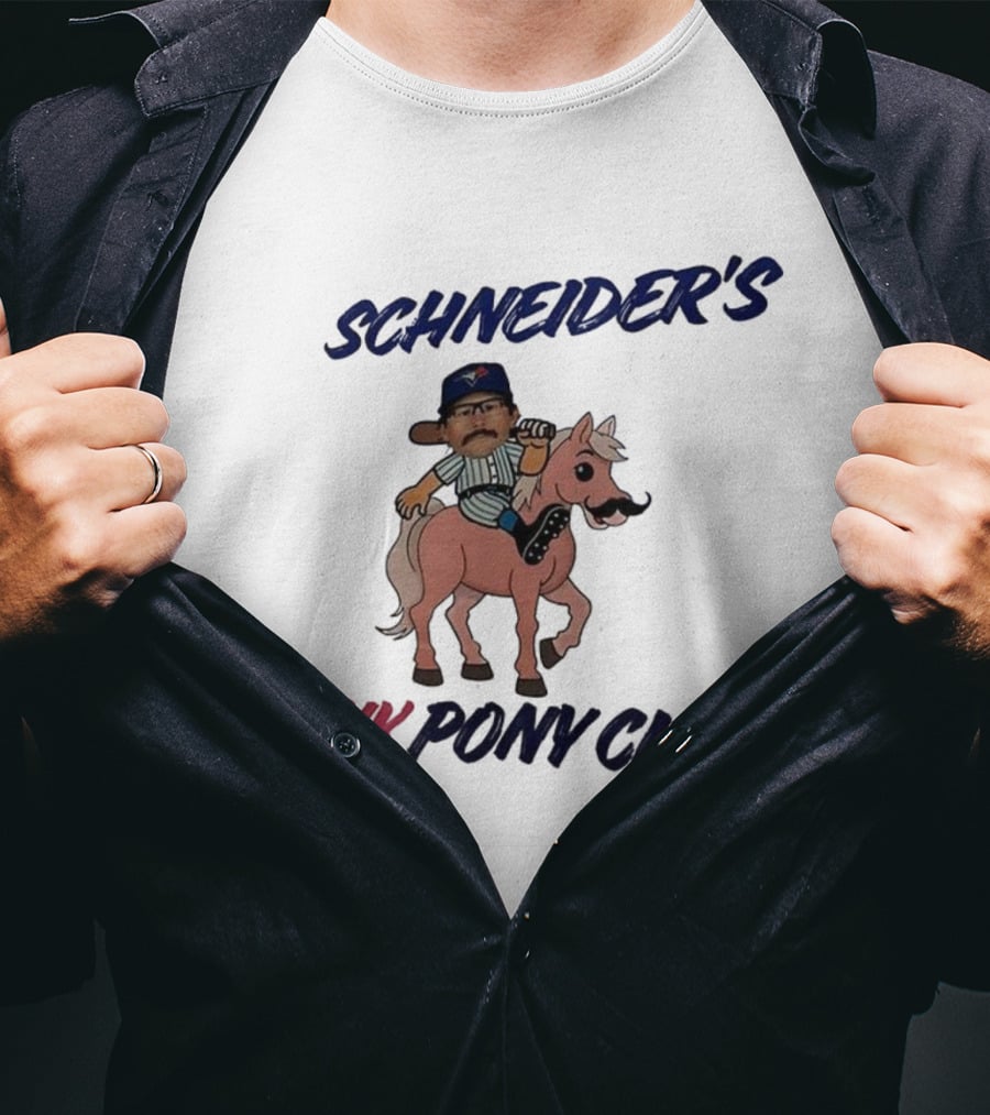 Schneider's Pink Pony Club Toronto Blue Jays Character Riding Cartoon Pony T-Shirt