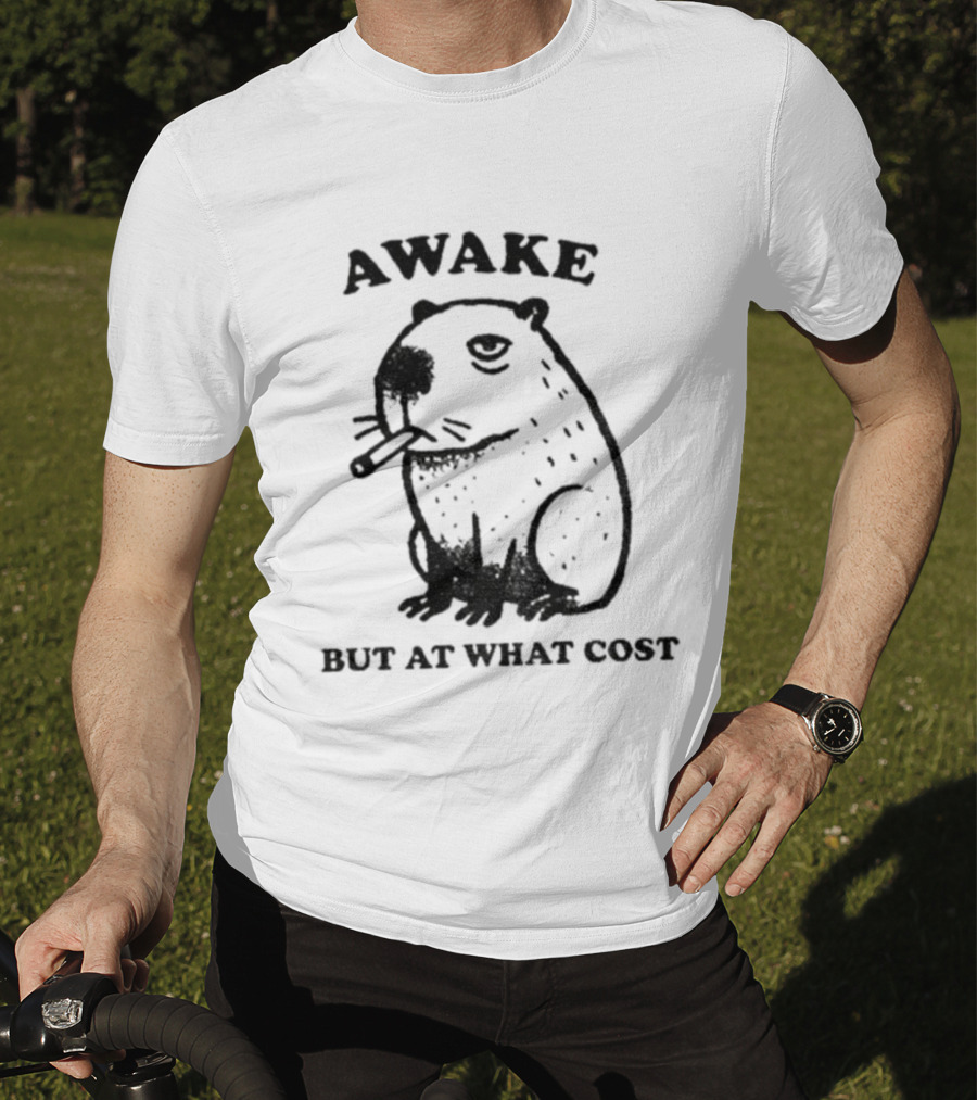 Awake Capybara Smoking Waffle But At What Cost T-Shirt