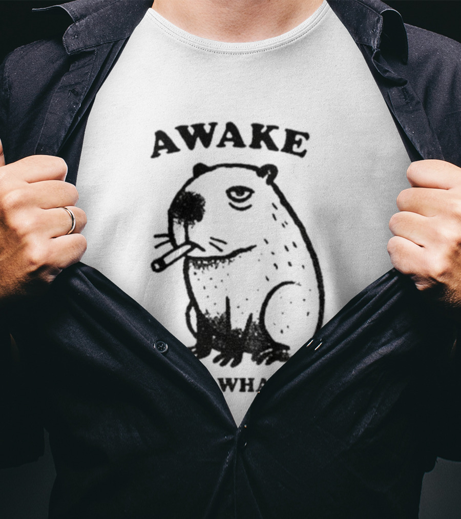 Awake Capybara Smoking Waffle But At What Cost T-Shirt