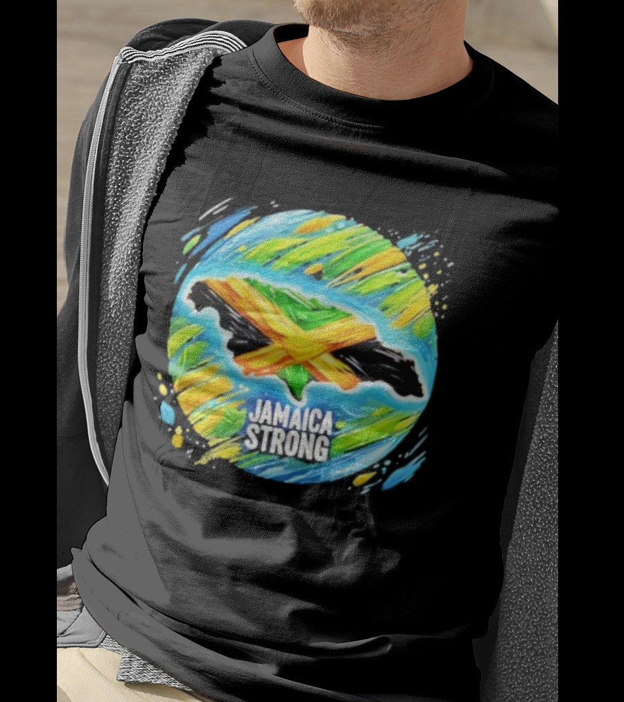 Jamaica Strong Hurricane Melissa Recovery Brush Stroke Flag Art T-Shirt