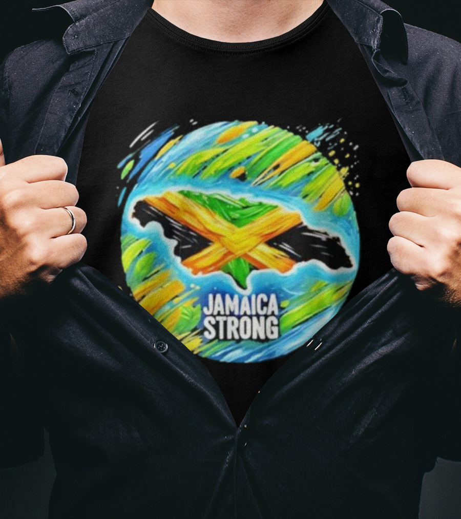 Jamaica Strong Hurricane Melissa Recovery Brush Stroke Flag Art T-Shirt