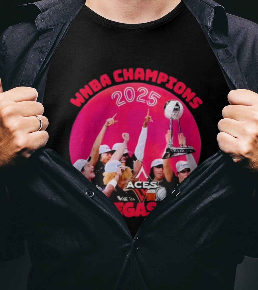 WNBA Champions 2025 Las Vegas Aces Pink Moon Celebration T-Shirt