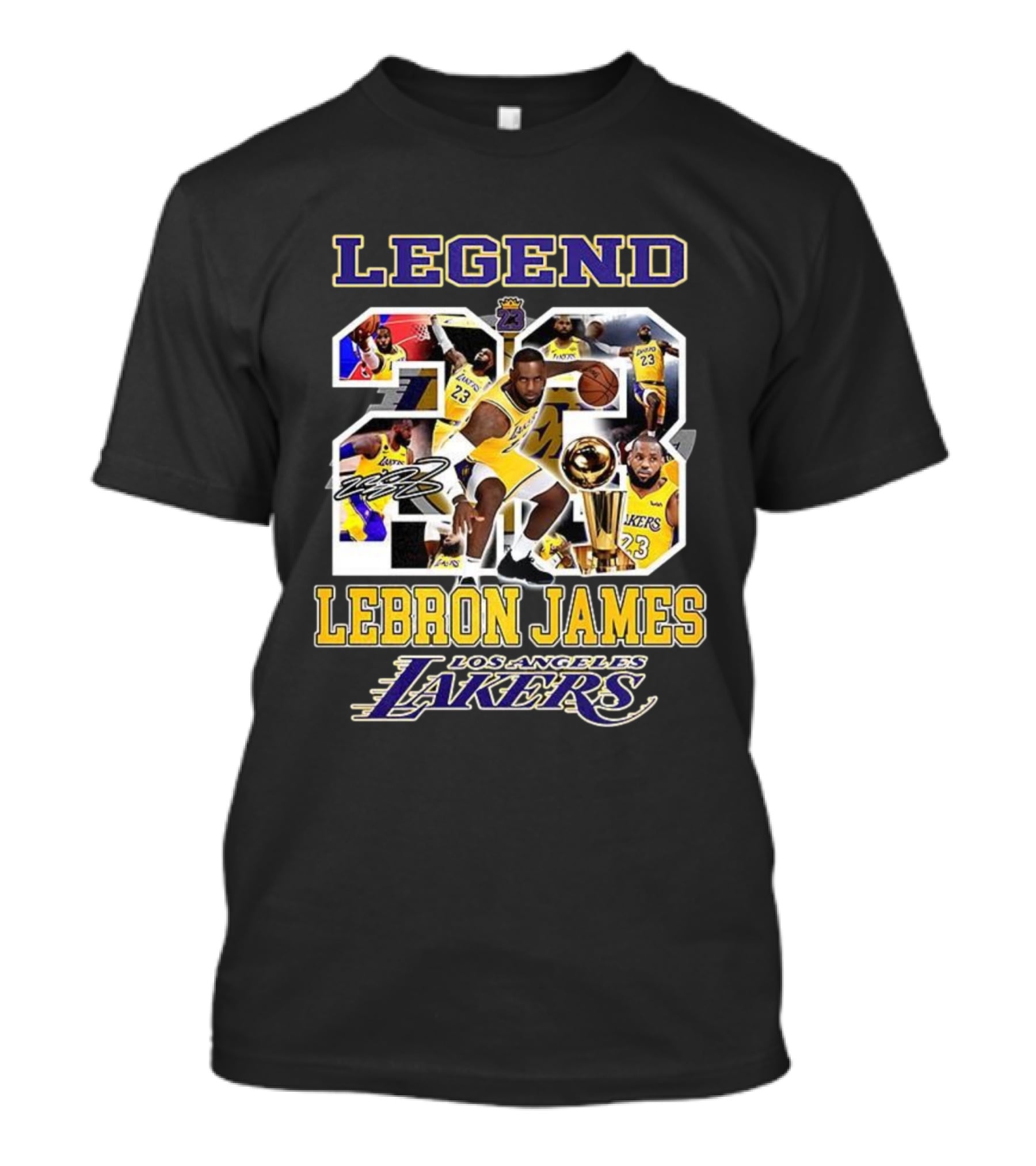 Legend Lebron James Lakers Los Angeles Number 23 Collage Signature T-Shirt