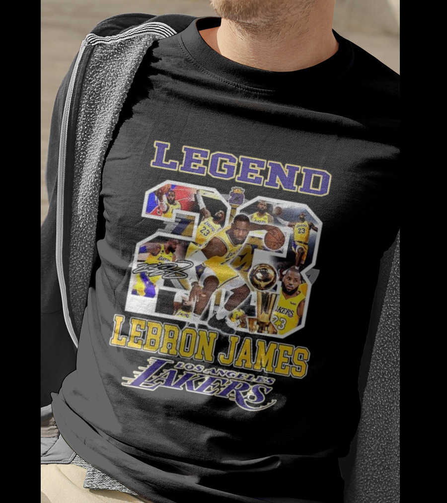 Legend Lebron James Lakers Los Angeles Number 23 Collage Signature T-Shirt