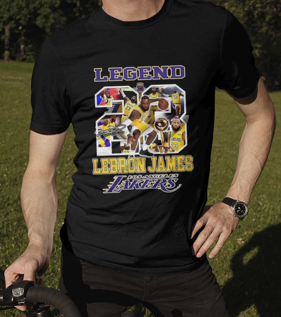 Legend Lebron James Lakers Los Angeles Number 23 Collage Signature T-Shirt