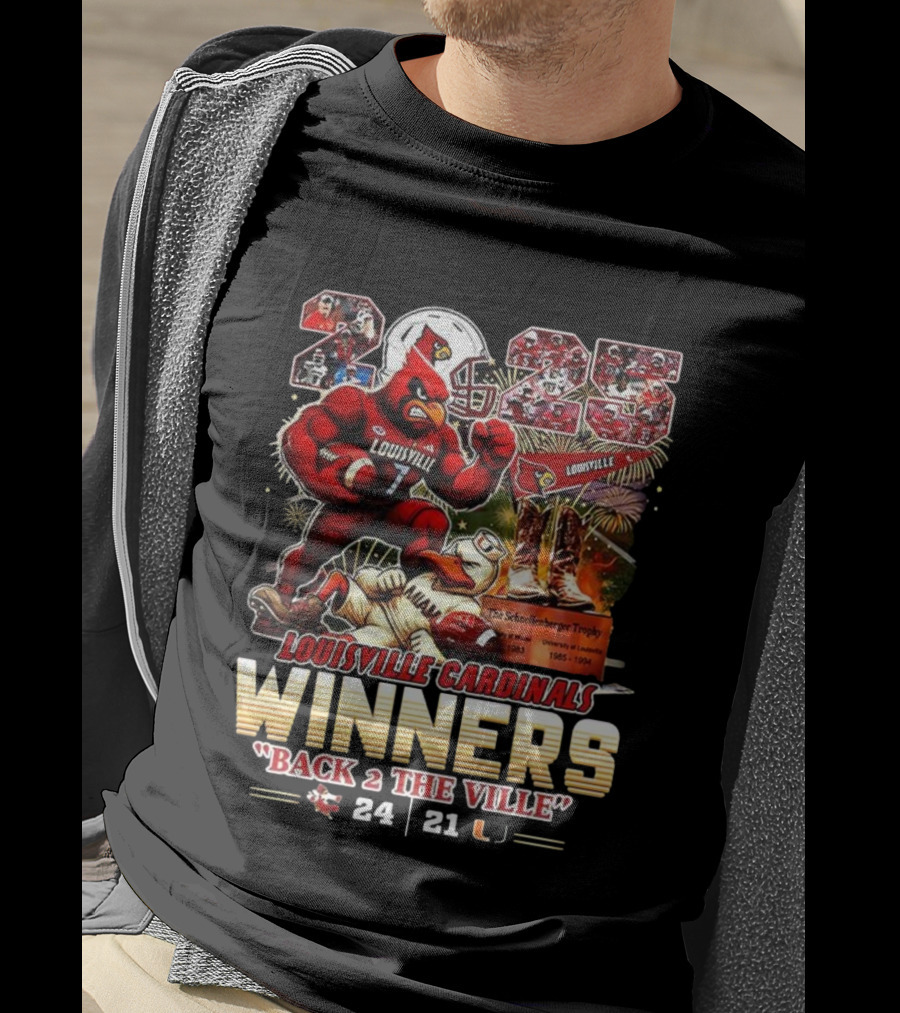 Louisville Cardinals Winners Back 2 The Ville 2025 Schnellenberger Trophy T-Shirt