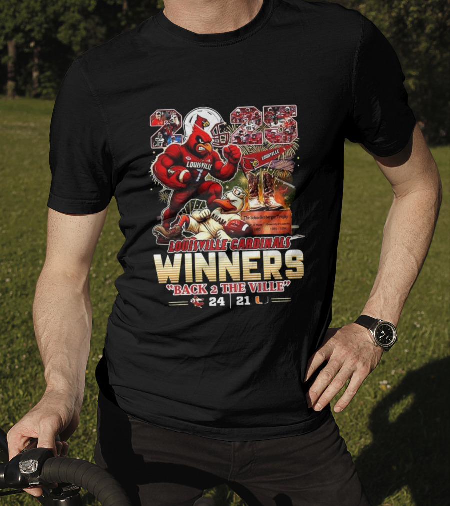 Louisville Cardinals Winners Back 2 The Ville 2025 Schnellenberger Trophy T-Shirt
