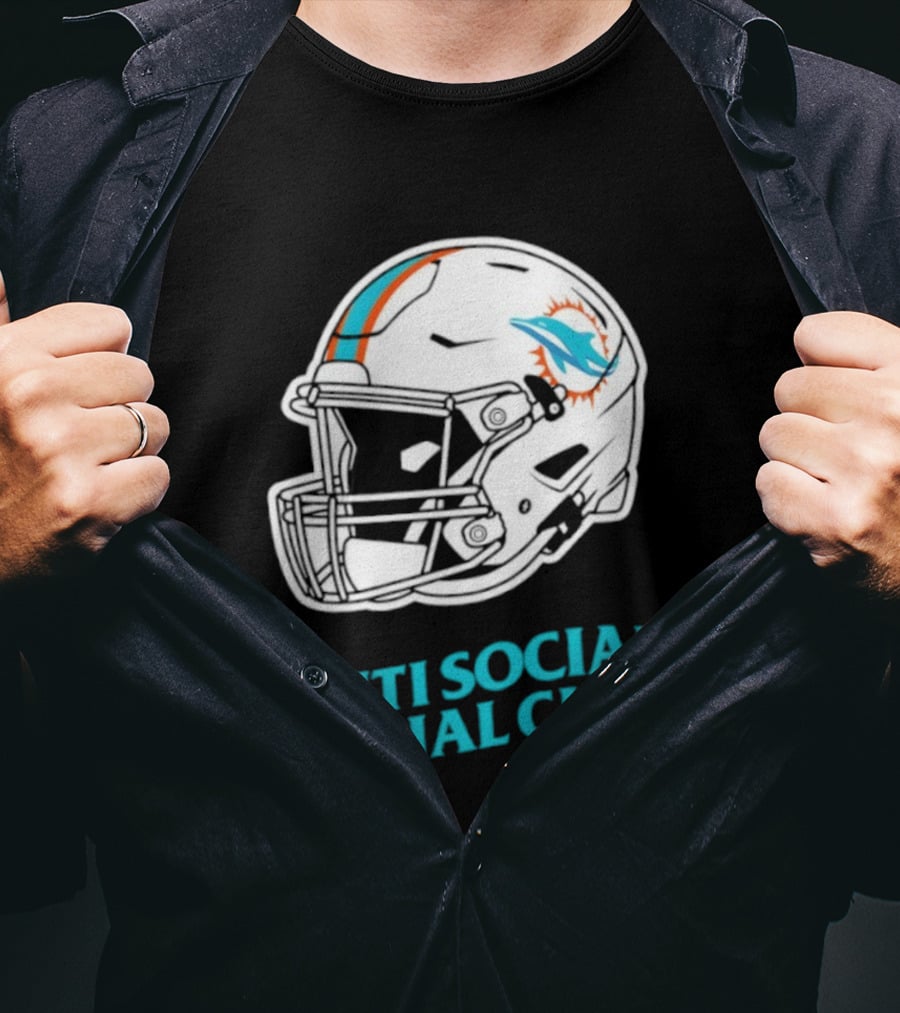 Miami Dolphins Anti Social Social Club Helmet Collaboration T-Shirt