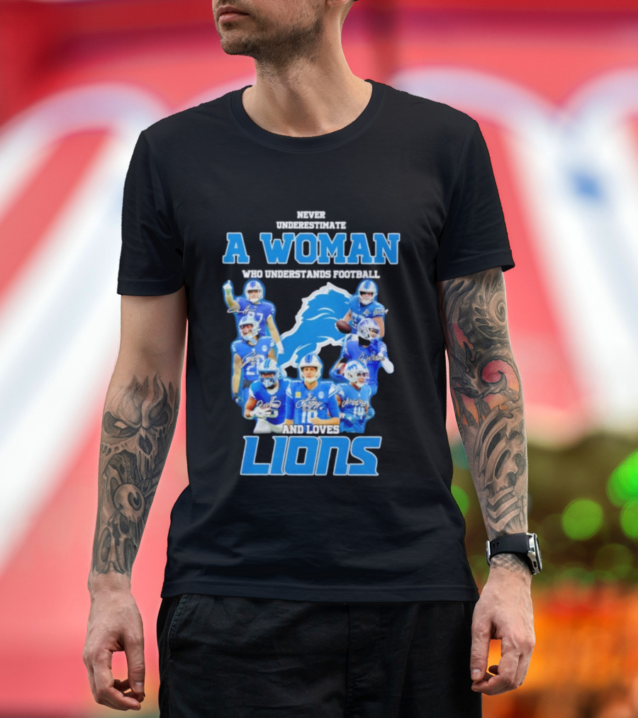 A Woman Who Understands Football And Loves Lions Players T-Shirt