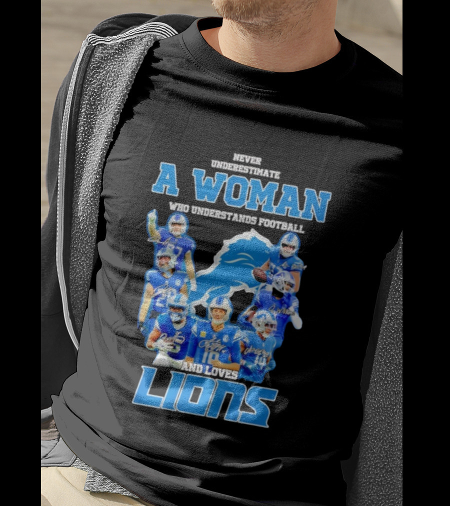 A Woman Who Understands Football And Loves Lions Players T-Shirt