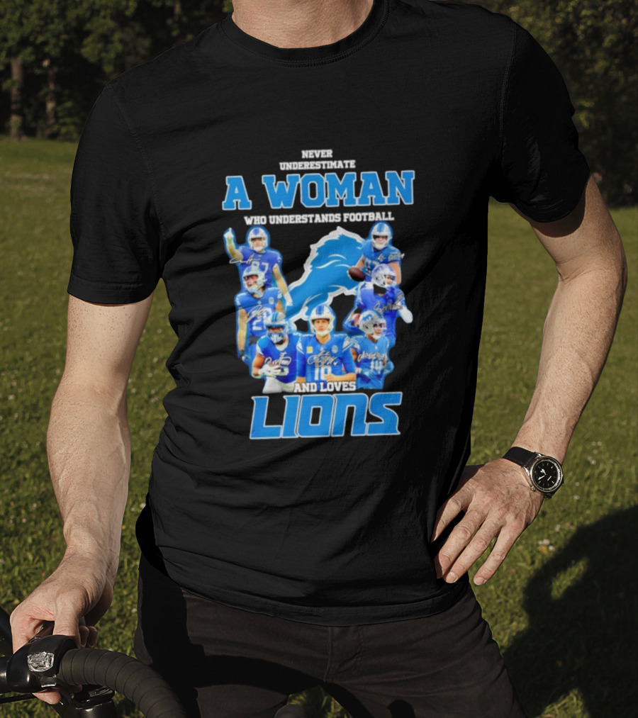 A Woman Who Understands Football And Loves Lions Players T-Shirt