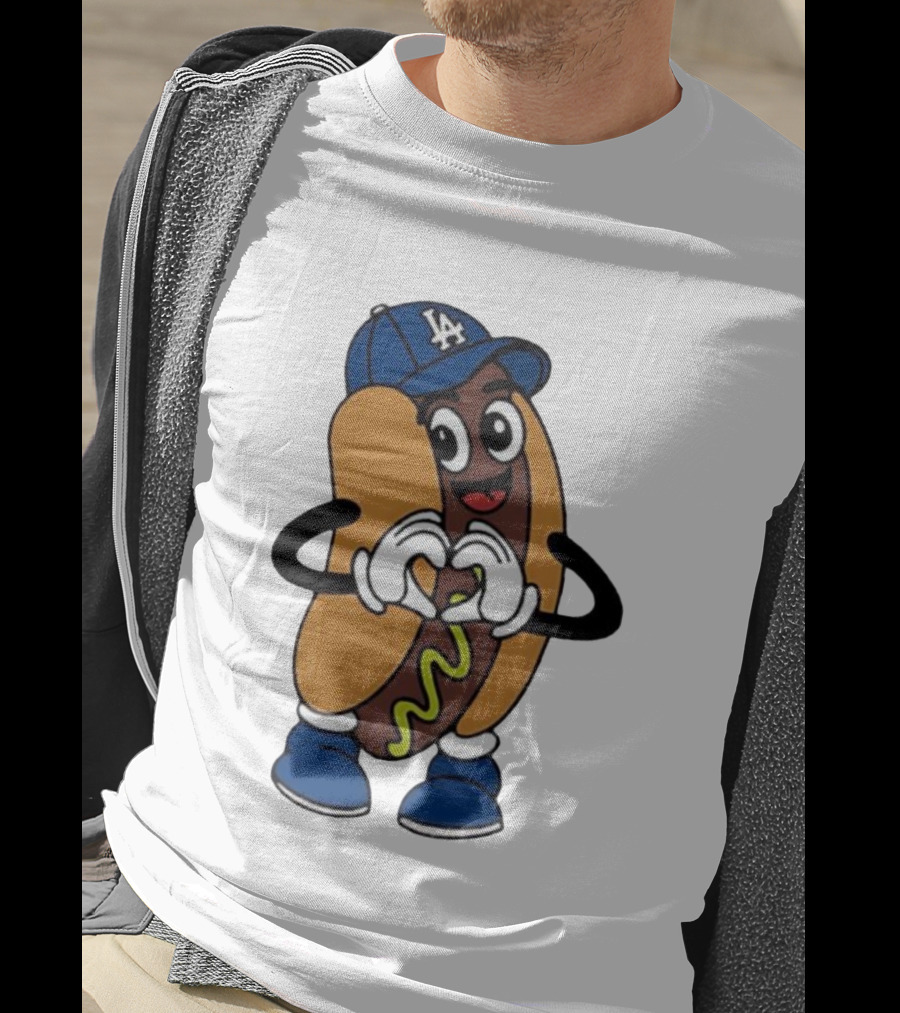 Dodger Dog LA Hat Hot Dog Los Angeles Dodgers Baseball Character T-Shirt